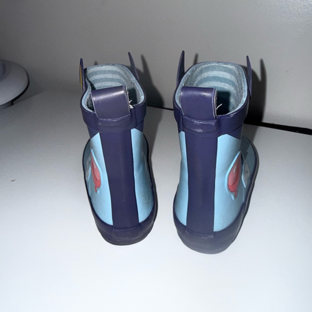 Blue Kids' Light Blue Character Rain Boots with Navy Trim - Picture 4 of 7